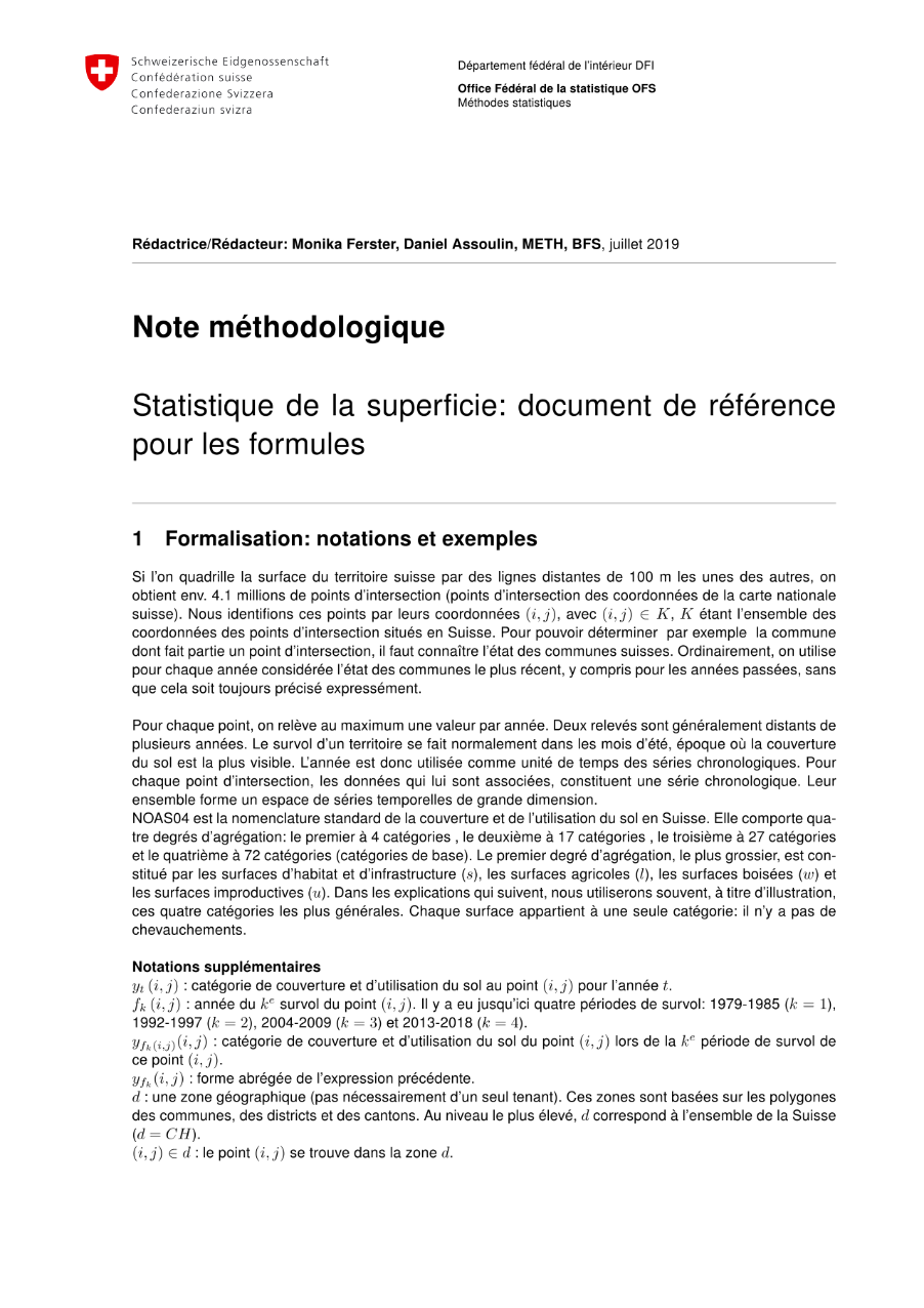 Statistique de la superficie: document de référence pour les formules