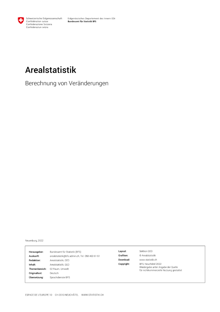 Arealstatistik - Berechnung von Veränderungen