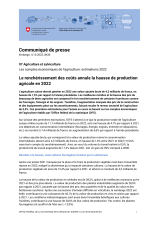 Le renchérissement des coûts annule la hausse de production agricole en 2022