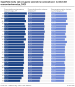 Superficie media per occupante secondo la nazionalità dei membri dell'economia domestica