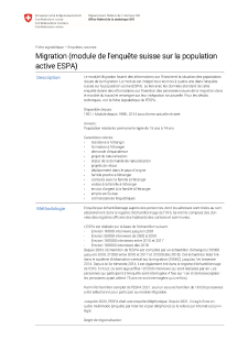 Migration (module de l'enquête suisse sur la population active ESPA)