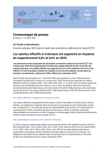 Les salaires effectifs et minimaux ont augmenté en moyenne de respectivement 0,8% et 0,6% en 2022