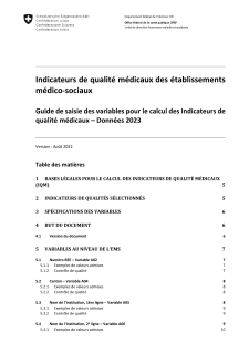 Indicateurs de qualité médicaux des EMS - Guide de saisie des variables pour le calcul des Indicateurs de qualité médicaux