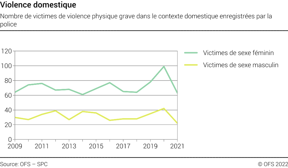 Violence domestique - Nombre de victimes de violence physique grave dans le contexte domestique enregistrées par la police