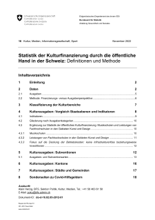 Schweizerische Statistik zur Kulturfinanzierung durch die öffentliche Hand: Definitionen und Methode
