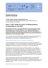 Rund 1,1 Mrd. Franken für Covid-19-Hilfsmassnahmen im Kultursektor im Jahr 2020