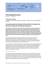 Une année après la formation, effet positif sur le revenu et la carrière chez plus de la moitié des personnes