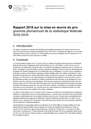 Rapport sur la mise en oeuvre: 2016