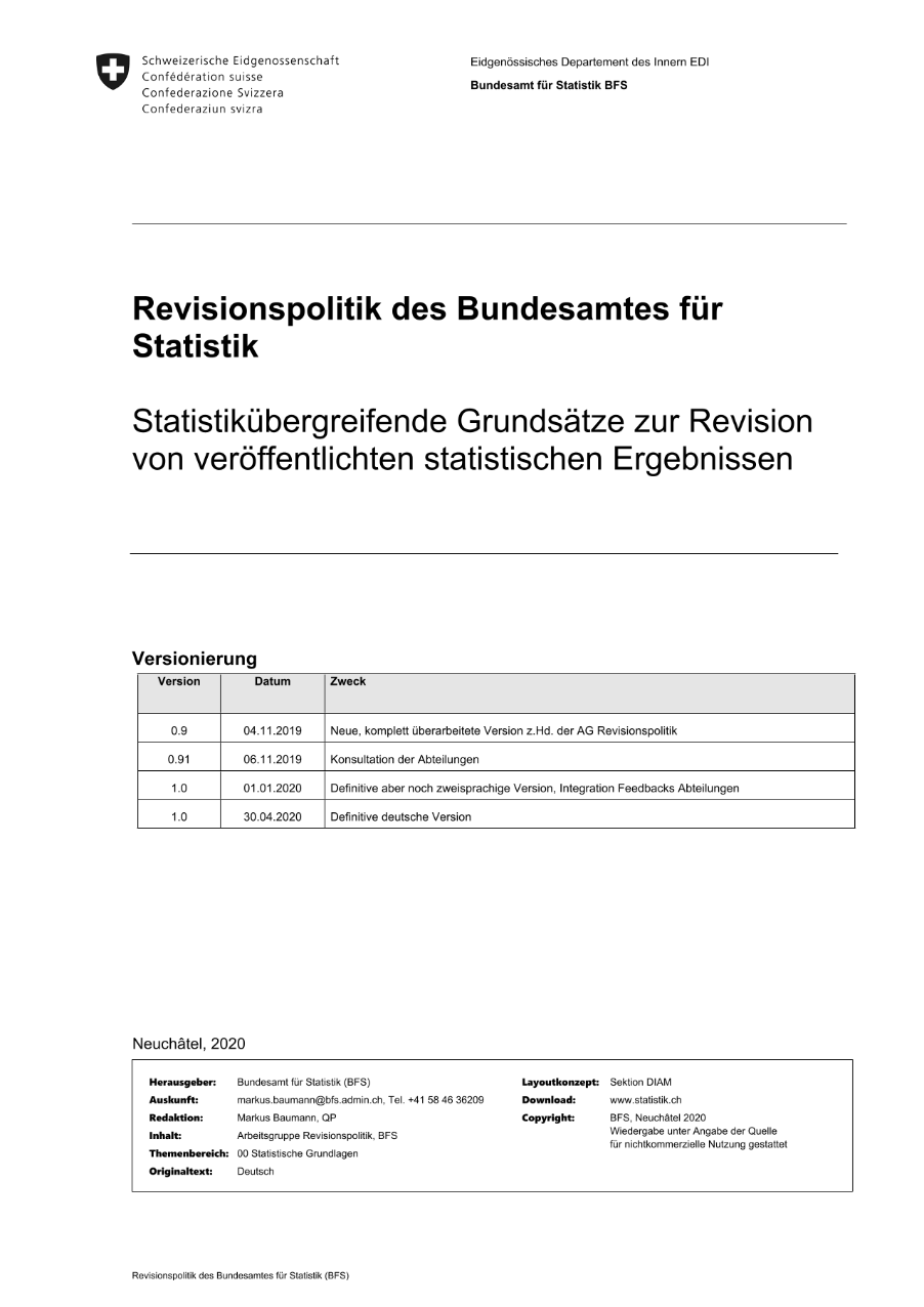 Revisionspolitik des Bundesamtes für Statistik