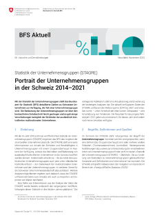 Portrait der Unternehmensgruppen in der Schweiz 2014-2021