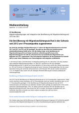 Die Bevölkerung mit Migrationshintergrund hat in der Schweiz seit 2012 um 4 Prozentpunkte zugenommen