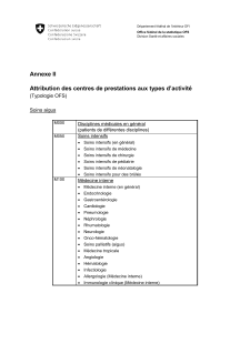 Statistique des hôpitaux - Annexe II Attribution des centres de prestations aux types d'activité