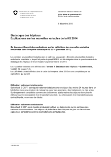 Statistique des hôpitaux - Explications sur les nouvelles variables KS 2014