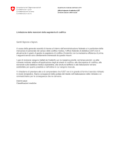 Limitazione delle mansioni della segreteria di codifica per mancanza di risorse