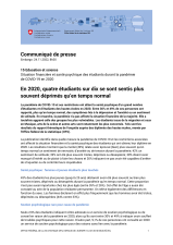 En 2020, quatre étudiants sur dix se sont sentis plus souvent déprimés qu'en temps normal