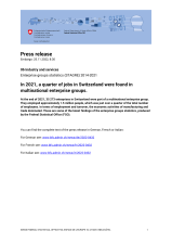 In 2021, a quarter of jobs in Switzerland were found in multinational enterprise groups