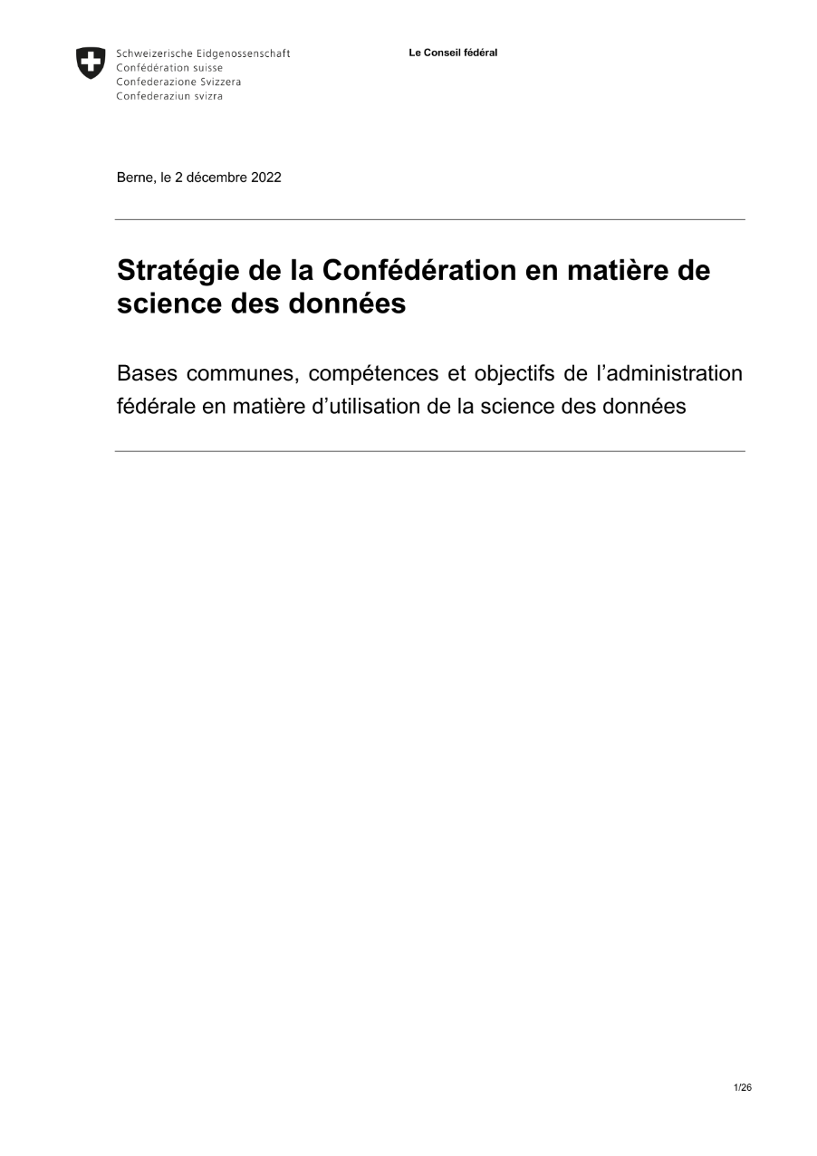 Stratégie de la Confédération en matière de science des données