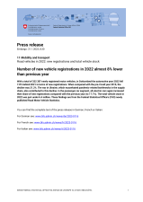 Number of new vehicle registrations in 2022 almost 8% lower than previous year