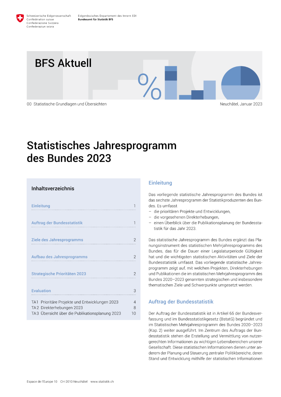 Statistisches Jahresprogramm des Bundes 2023