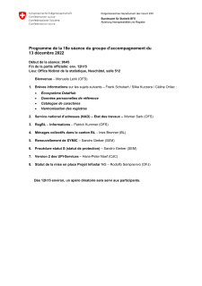 Programme de la 18e séance du groupe d'accompagnement de l'harmonisation des registres du 13 décembre 2022