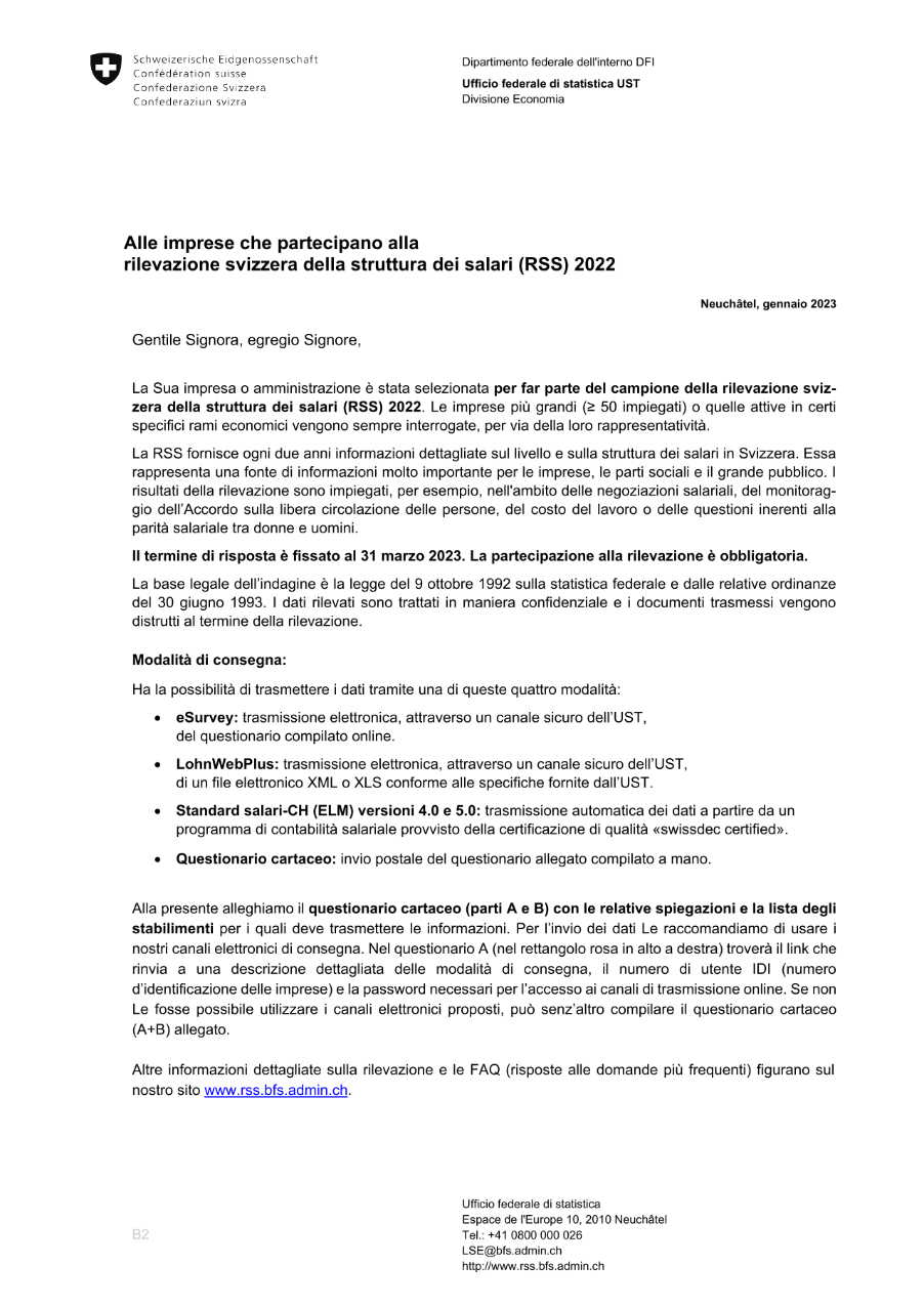 Lettera multi-stabilimenti