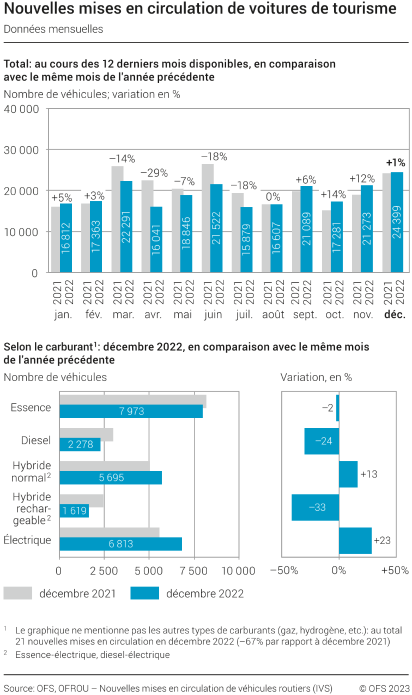 Nouvelles mises en circulation de voitures de tourisme - données mensuelles