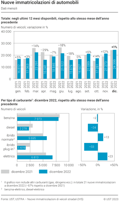 Nuove immatricolazioni di automobili - dati mensili