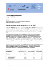 Renchérissement annuel moyen de +2,8% en 2022