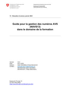 Guide pour la gestion des numéros AVS (NAVS13) dans le domaine de la formation