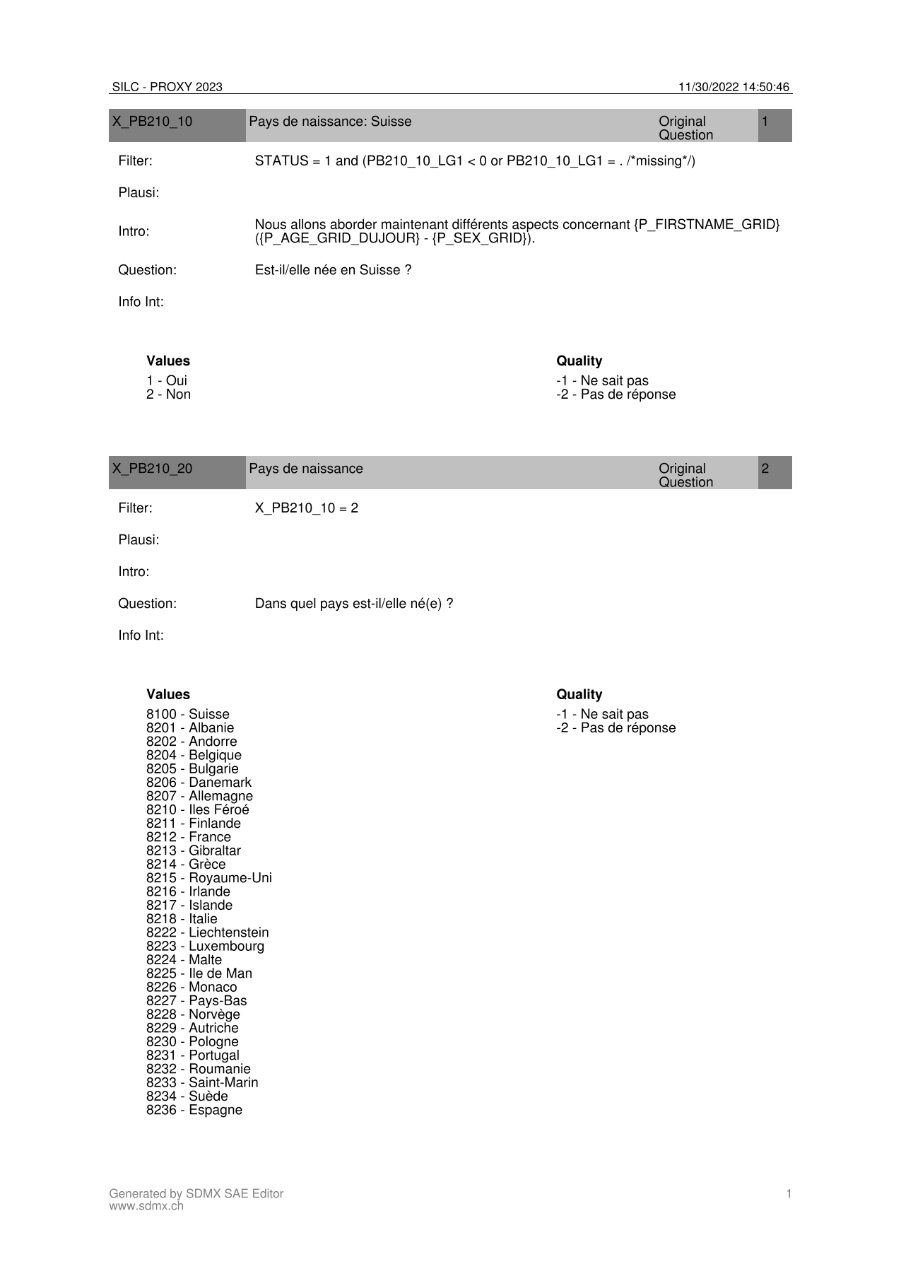 Questionnaire proxy