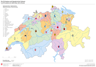 Die 26 Kantone und Hauptorte der Schweiz | Map