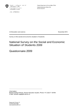 Questionnaire: National Survey 2009 on the Social and Economic Situation of Students