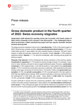Gross domestic product in the fourth quarter of 2022: Swiss economy stagnates