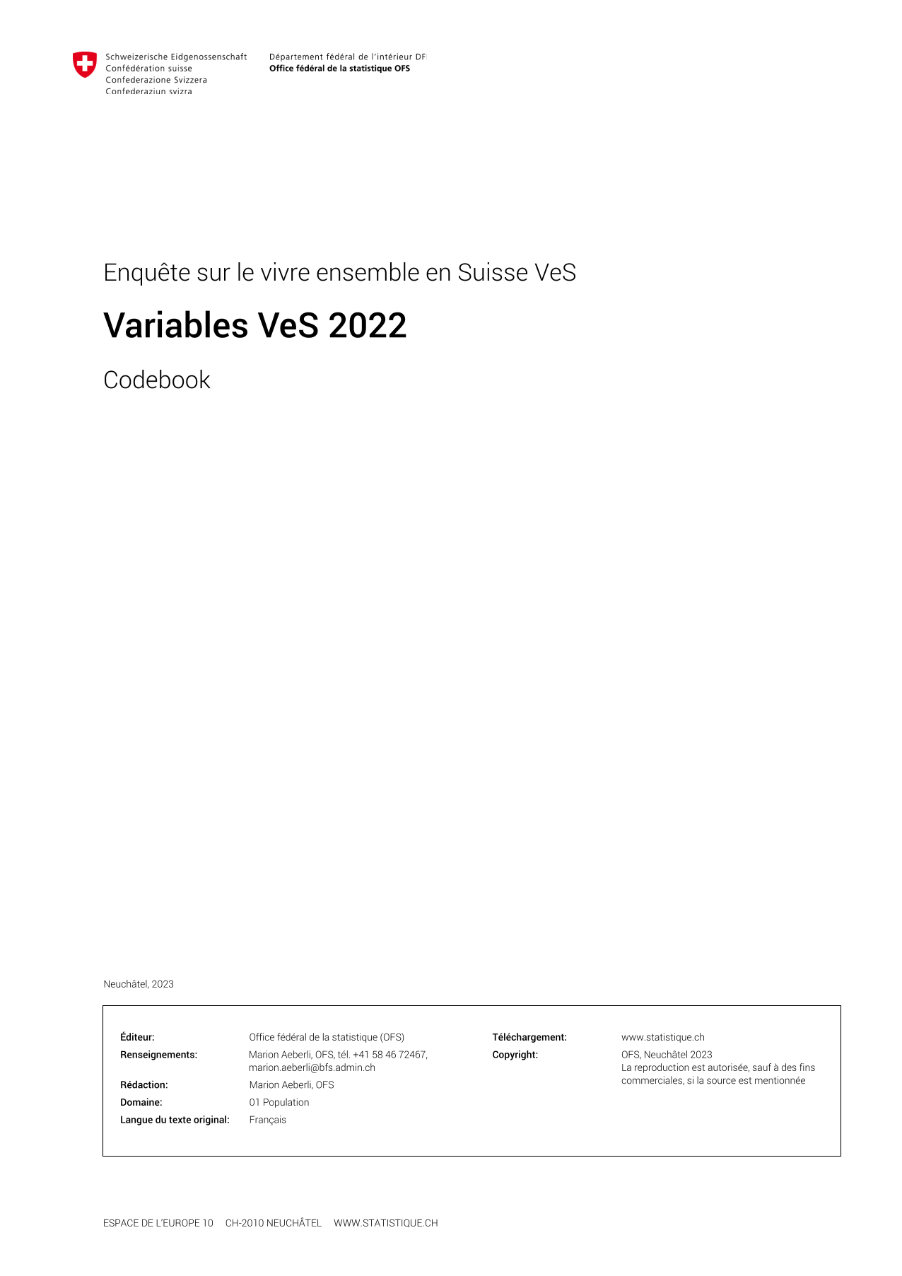 Questionnaire et Codebook 2022
