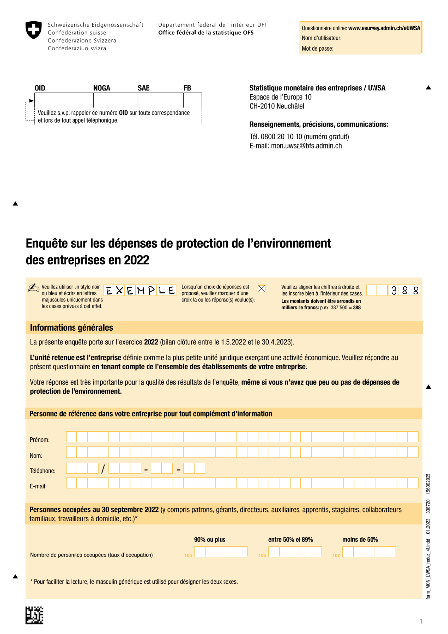 Enquête sur les dépenses de protection de l'environnement des entreprises