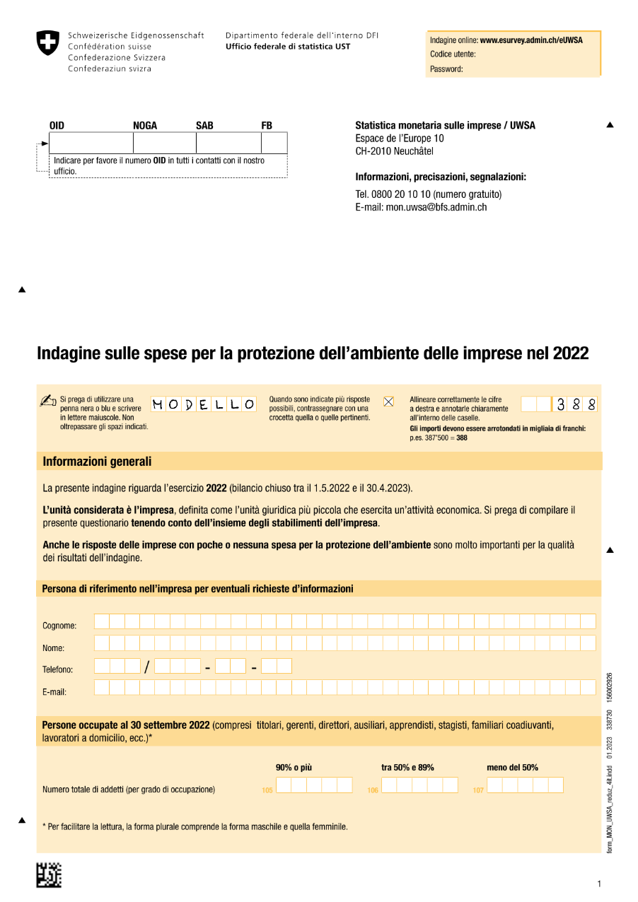 Indagine sulle spese per la protezione dell'ambiente delle imprese