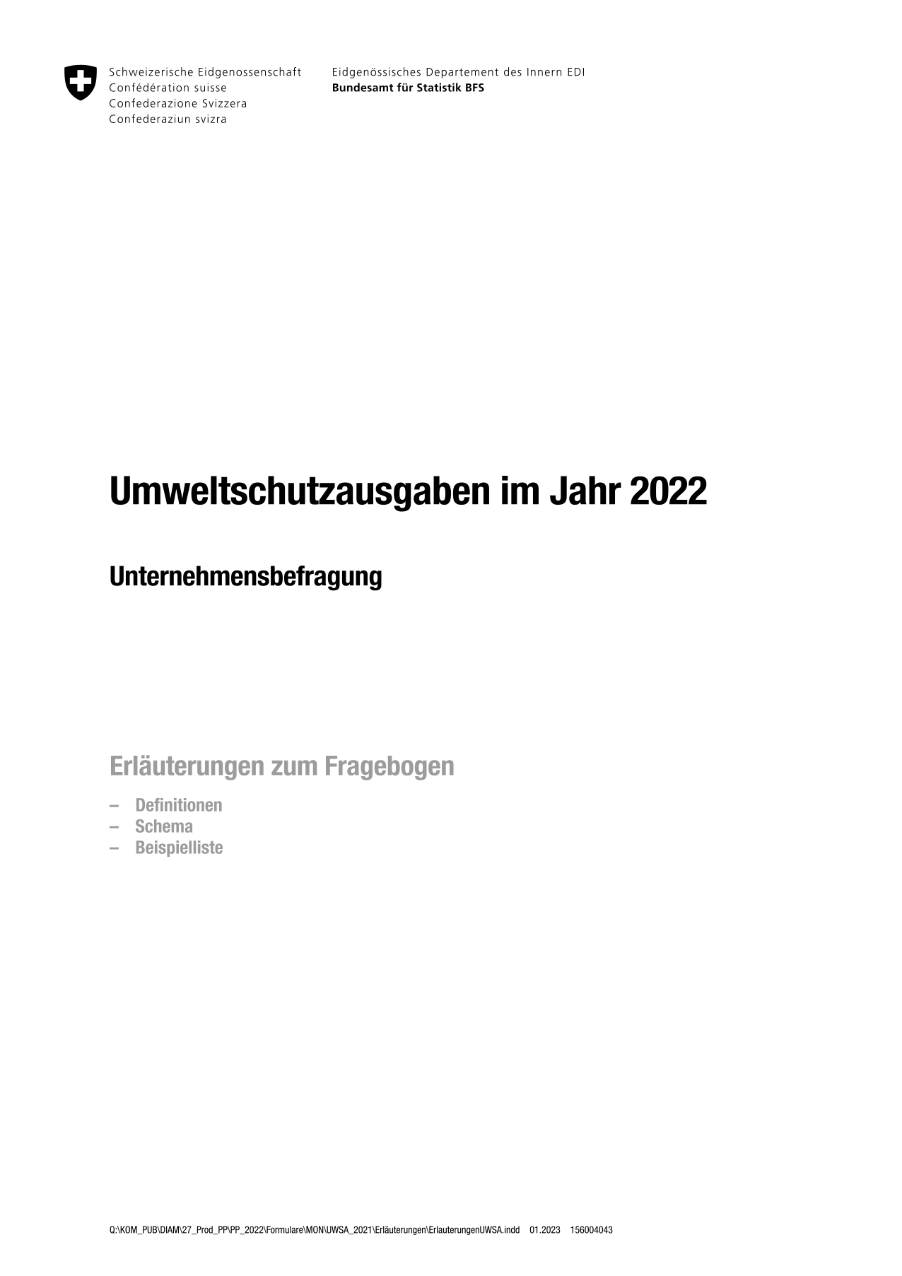 Erhebung über die Umweltschutzausgaben der Unternehmen