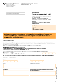 Fragebogen 2022 - Vorsorgeeinrichtungen ohne reglementarisch festgelegte Rechtsansprüche von Versicherten