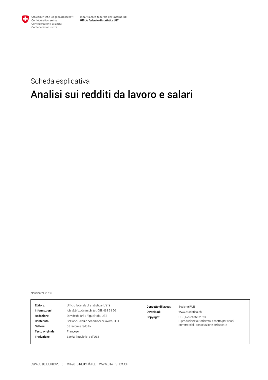 Scheda esplicativa Analisi sui redditi da lavoro e salari