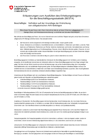 Beschäftigungsstatistik BESTA: Detaillierte Erläuterungen