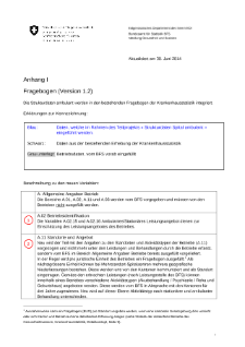 Krankenhausstatistik - Anhang I Fragebogen (Version 1.2)