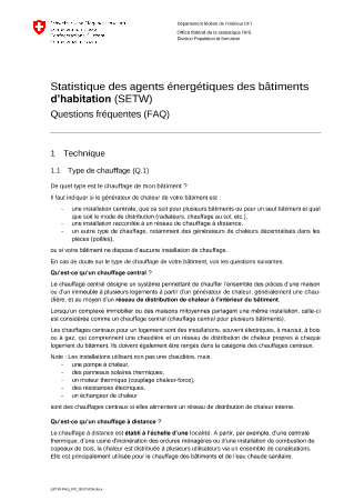 Statistique des agents énergétiques des bâtiments d'habitation - Questions fréquentes (FAQ)
