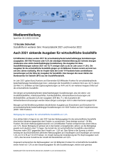 Auch 2021 sinkende Ausgaben für wirtschaftliche Sozialhilfe