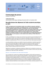 Nouvelle baisse des dépenses de l'aide sociale économique en 2021