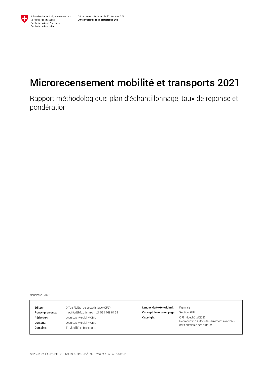 Rapport méthodologique: plan d'échantillonnage, taux de réponse et pondération