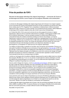 Révision du découpage statistique des régions linguistiques