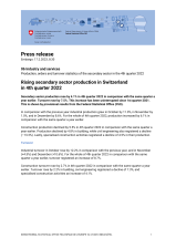 Rising secondary sector production in Switzerland in 4th quarter 2022