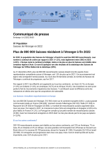 Plus de 800 000 Suisses résidaient à l'étranger à fin 2022