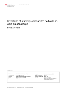 Inventaire et statistique financière de l'aide sociale au sens large. Bases générales