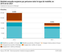Mobilité annuelle moyenne par personne selon le type de mobilité